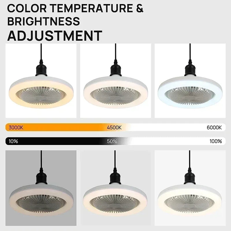 Ventilador de teto com lâmpada de LED e controle remoto