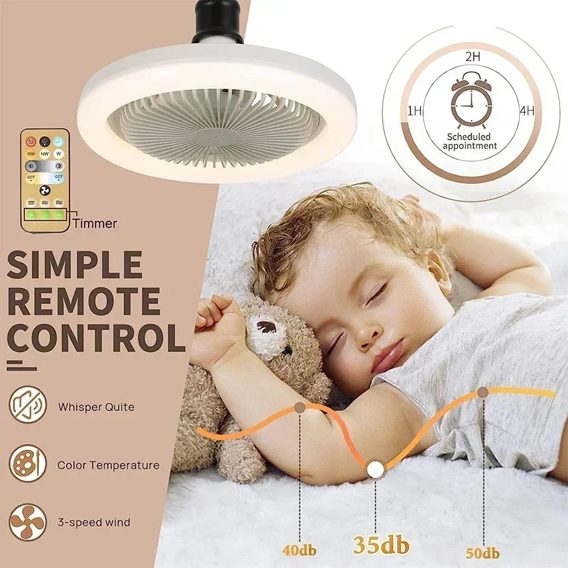 Ventilador de teto com lâmpada de LED e controle remoto