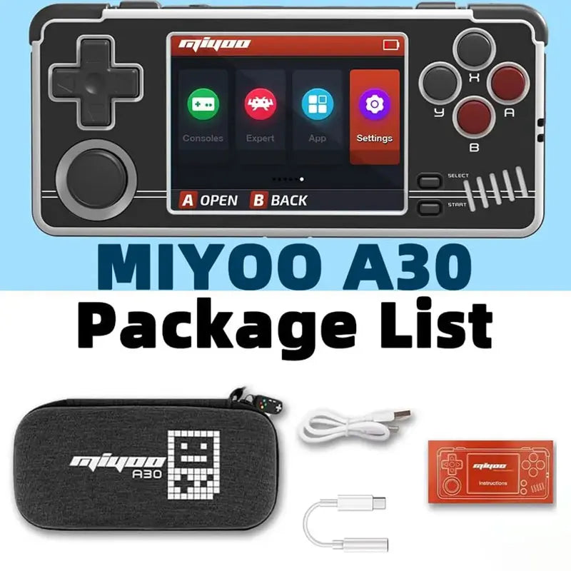 MIYOO A30 Retro Game Console 2.8” IPS HD com Case Protetora